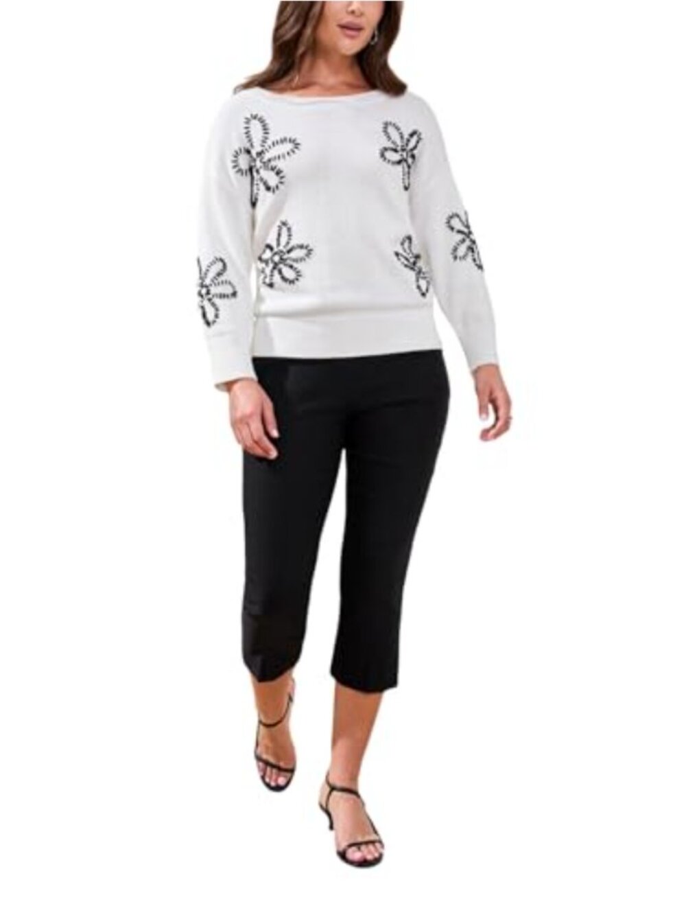 Tribal Flatten It Pull On Capri Pants Slim Leg Side Slit Stretch Casual